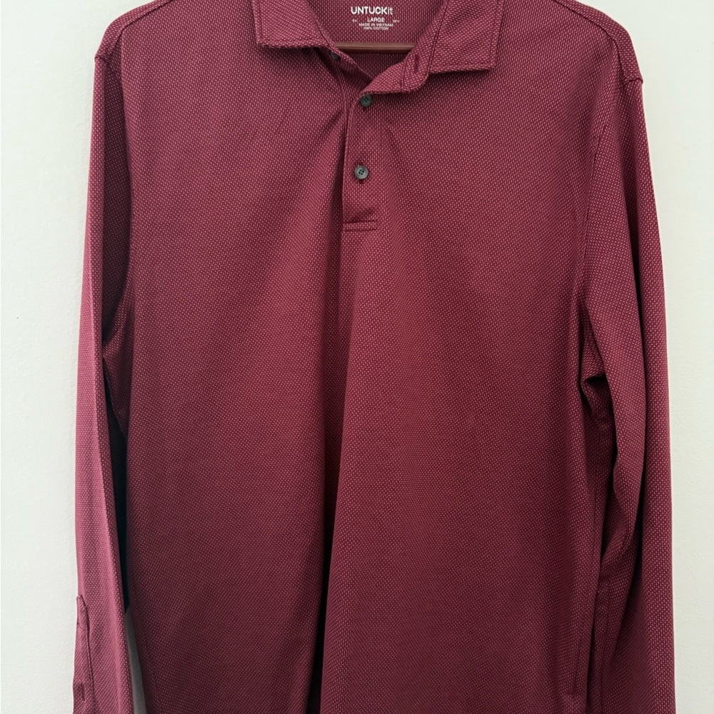 UNTUCKit Red Polo Shirt Classic Collar Tailored Fit